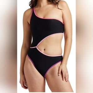 NWT Cyn and Luca one shoulder one piece cutout bathing suit sz MED